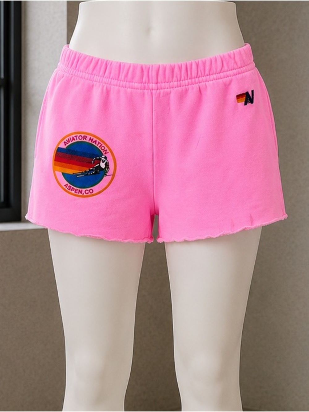 Aviator Nation Pink Aspen Graphic Terry Shorts Size 10